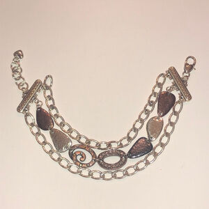 Brighton Melange Gunmetal Gray Bronze Silver Tone CZ Rhinestone Chain Bracelet